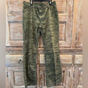 Newport Women's Olive Tiger Pattern Boot Cut Jeans